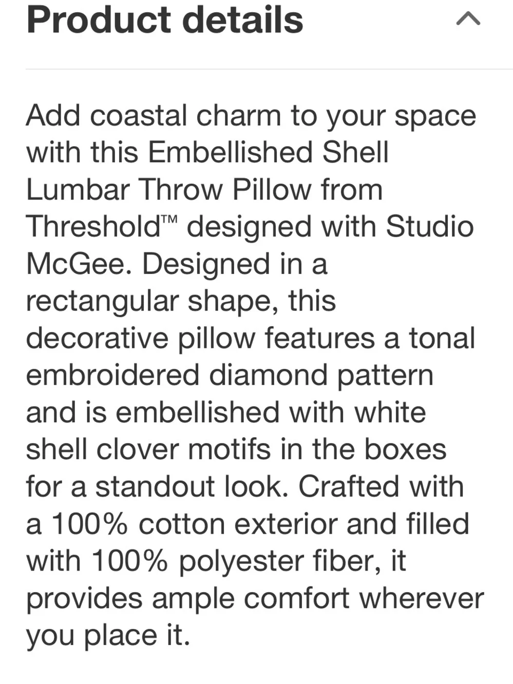 STUDIO MCGEE NWT Lumbar Embellished Shell Throw Pillow Cream